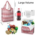 thumbnail image 3 of 5 Pack Foldable Shopping Bag,Red Christmas Pattern Reusable Grocery Bags with Pockets,Large Reusable Tote Bags with Handles Waterproof & Lightweight, 3 of 6