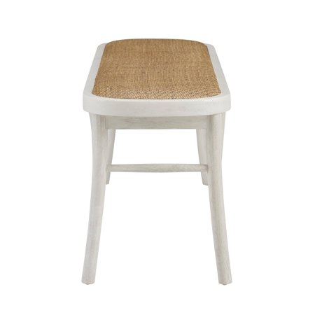 Linon Home Decor Bernsley Bentwood Rattan Dining Bench White Painted