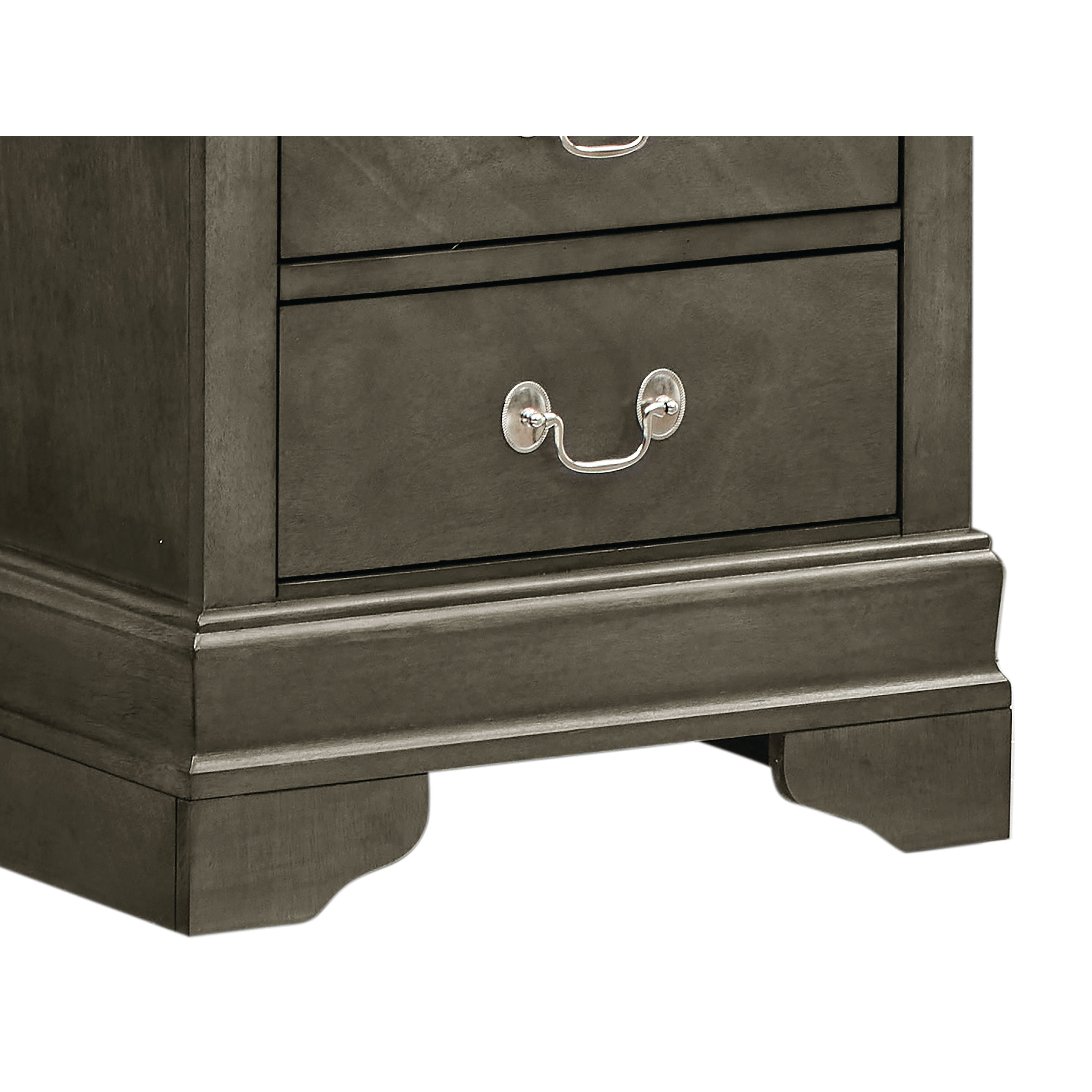 Glory Furniture Louis Phillipe 2 Drawer Nightstand in Gray