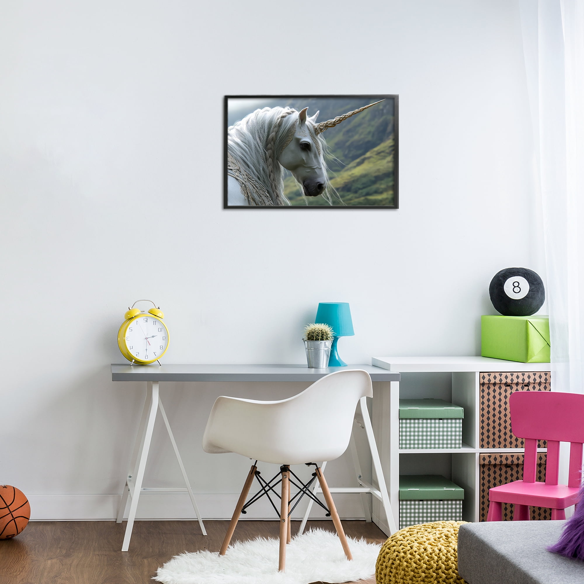 Stupell Industries Celtic Unicorn Braided Mane Black Framed Giclee Art, design by The Wands Want