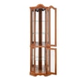 thumbnail image 5 of Lighted Corner Display Curio Cabinet Wooden Shelving Unit with Tempered Glass Door, Bar and Liquor Storage Area with 4 Shelves，Wine Cabinet with Curved Top Oak, 5 of 12