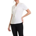 thumbnail image 4 of INSPIRE CHIC Women's Short Sleeve Casual V Neck Chiffon Blouses Tops with Tie XS White, 4 of 6