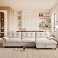 thumbnail image 3 of 104" Modular Sectional Sofa with USB Ports and Cup Holder, Chenille L-Shaped Couch with Storage Ottoman and Side Pockets, Cloud Sectional Couch for Living Room, Beige, 3 of 9