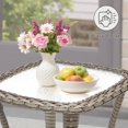 thumbnail image 4 of Lumiinofami 3 Piece Patio Bistro Sets, Outdoor Conversation Furniture Sets with Beige Cushions, PE Wicker Rocking Swivel Glider Chairs and Side Table Sets for Deck Garden Porch, 4 of 10