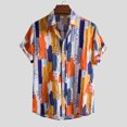 thumbnail image 2 of Mens Plus Size Shirts Clearance Hawaiian Short Sleeve Beach Shirt Patchwork Summer Casual Button Turn-down Collar Shirts, 2 of 9