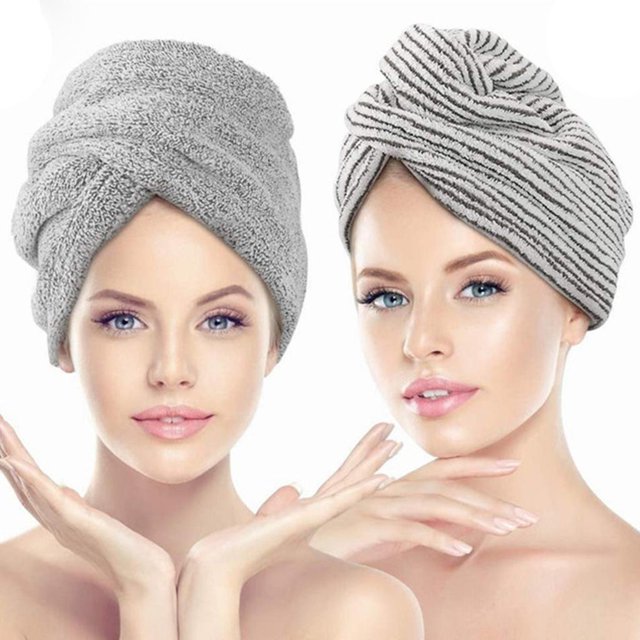 2x Toalla de Microfibra de Microfibra Felpa de 10 "x 24" para Mujer Gorro de Secado de Turbante de Pelo Giratorio Absorbente para Secar El Soledad Tapa de pelo seco esencial