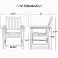 thumbnail image 2 of Patio Chairs & Table Set of 3, 2 pcs Garden Bistro Chairs with End Table, All-Weather HIPS Dining Chair Set, 400 lbs Weight Capacity, Outdoor Patio Furniture, White, 2 of 6