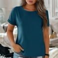 thumbnail image 2 of Summer Plus Size Shirts for Womens Fashion Round Neck Solid Color Light Sensing Face Short Sleeve Loose T-shirt, 2 of 7