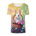 thumbnail image 4 of Easter Shirt for Women Colorful Patterned Eggs Print T-Shirt Short Sleeve Crewneck Lightweight Breathable Festival Apparel Holiday Top, 4 of 5