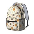 thumbnail image 2 of Multicolor Cat and Fishbone Beige Pattern Backpack for School, Cute School Bag with Adjustable Shoulder Straps and Padded Back, 15.3"x11"x6.7", 2 of 5