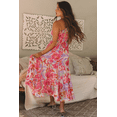 thumbnail image 6 of Women's Pink Abstract Floral Print Shirred One Shoulder Maxi Dress for Summer | [ZhiHiMeRi] | (US 12-14)L, 6 of 12