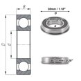 thumbnail image 4 of Unique Bargains 6903NR2RS Roulements à Billes Rainures Profondes 17x30x7mm P0 Double Joint en Caoutchouc Roulements Lubrifiés 1 Pce Roue de Scooter Planche à Roulettes Universelle Ton Argent Noir, 4 of 6