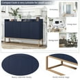 thumbnail image 2 of 47" Modern Storage Cabinet, Console Table Sideboard Buffet Cabinet with 4 Doors & Gold Metal Base, Entryway Cupboard Furniture, Laundry Room Cabinet for Living Room, Dining Room, Kitchen, Navy, 2 of 9