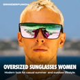 thumbnail image 3 of GRINDERPUNCH Polarized Shield Sunglasses for Men & Women Flat Top Oversized Square Lens UV400 Protection - Jupiter Purple, 3 of 10
