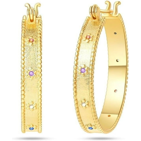 925 Sterling Silver Hoop Earrings Colorful Cubic Zirconia Jewelry Earrings For Women Set Earring Gifts For Her[Z1]