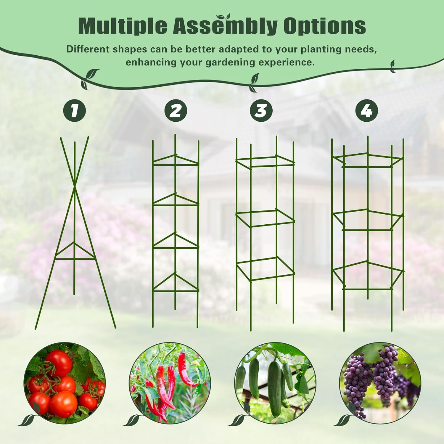 3 Pcs 24x24x12in Round Galvanized Raised Garden Bed Kit with 47"H Tomato Cages, Outdoor Metal Planter Box Raised Garden Beds for Gardening Vegetables Flowers, Black