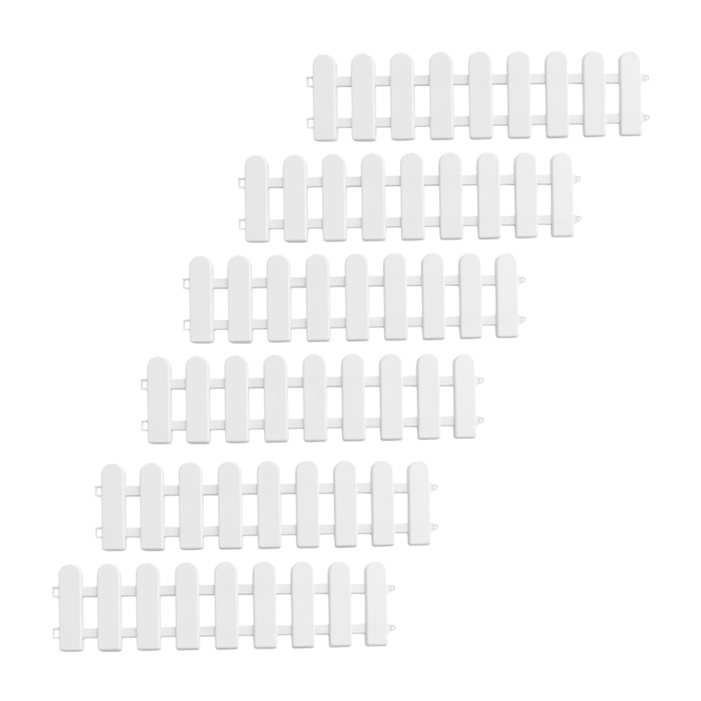 Pretyzoom 6Pcs White Plastic Garden Border Fence Decorative Courtyard Fence Easy Install Sturdy Design