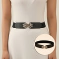 thumbnail image 2 of IQOGKRN Women's Elastic Wide Waist Belt with Buckle Stretchy Cincher for Dresses & Coats Black4 One Size, 2 of 8