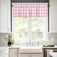 thumbnail image 3 of Pink White Plaid, Kitchen Valances for Windows 42x18 Inch Kitchen Curtains Valances Rod Pocket Contemporary Simple Buffalo Plaid Check Bathroom Window Valances for Window Treatment Decor, 3 of 6