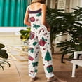 thumbnail image 4 of Women's Vintage Cotton Linen Overalls with Christmas Print - Casual Loose Jumpsuit with Shoulder Straps & Pockets, Green, Size L, 4 of 6