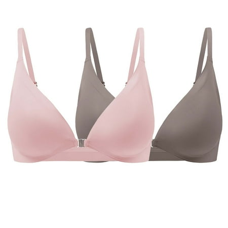 Clearance!Uooqdmx Bras for Women Sexy Lingerie for Women Sexy Bralette Comfort Full Coverage Bra Front Close V Wireless Adjustable Bras Women s Lingerie  Sleep & Lounge Navy(2PC) XL