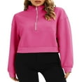 thumbnail image 1 of Women Half Zip Sweatshirts Stand Collar Long Sleeve Pullover Tops, 1 of 5