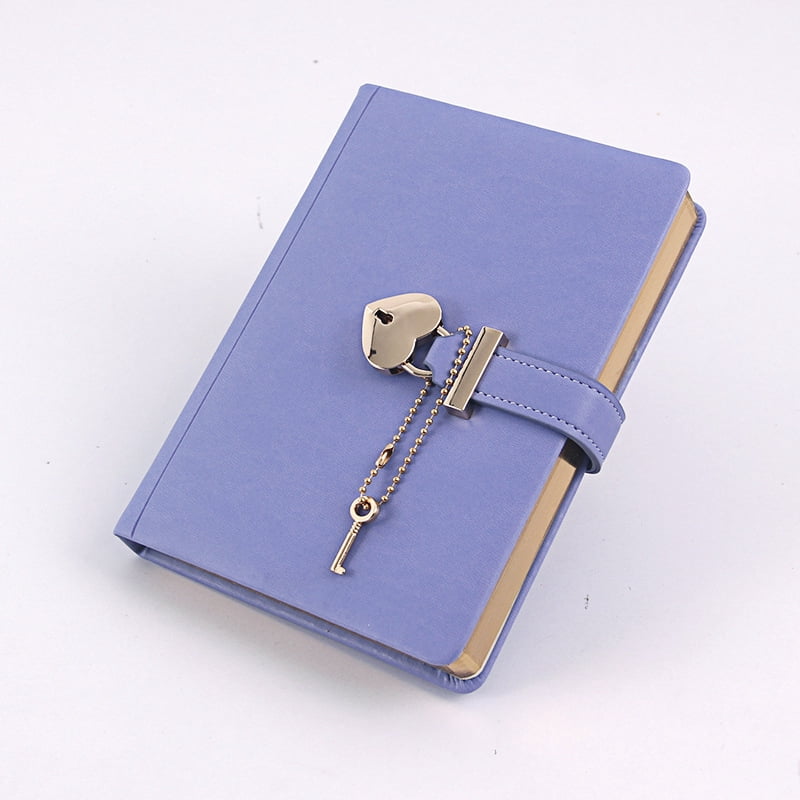Lock Diary with Keys, B6 PU Leather Journal Notebook with Heart Lock, Lined Writing Journal with 144 Sheets for Personal Writing and Daily Use,Gray