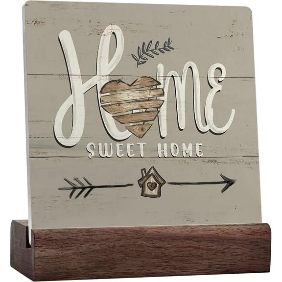 Sweet Home Farmhouse Spring Ceramic Table Desk Decor,Home Sign Wooden Block Box Sign Decoration for Home Farmhouse Shelf Table Decor