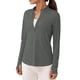 thumbnail image 1 of Craaazy Women Athletic Half Zip Top, Solid Color Long Sleeve Sun Protection Shirt, Slim Fit Stand Collar Top for Workout Gifts, 1 of 9