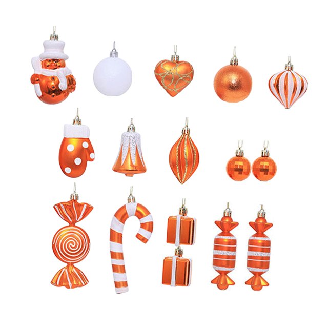 16 Bolas Decorativas Navideñas Wonderland Irrompibles De Color Naranja