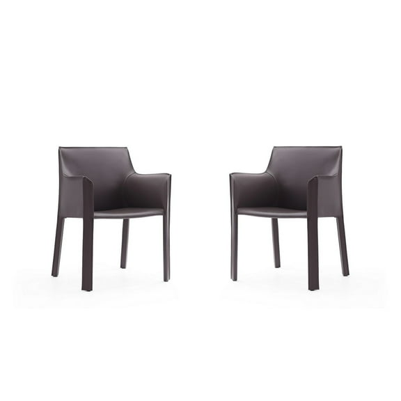 Manhattan Comfort Vogue Faux Leather Armchair in Gray (Set of 2)
