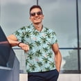 thumbnail image 3 of Kdxio Flamingos And Palms Print Men's Short Sleeve Polo Shirt,Midweight Men's Shirt, 3 of 6