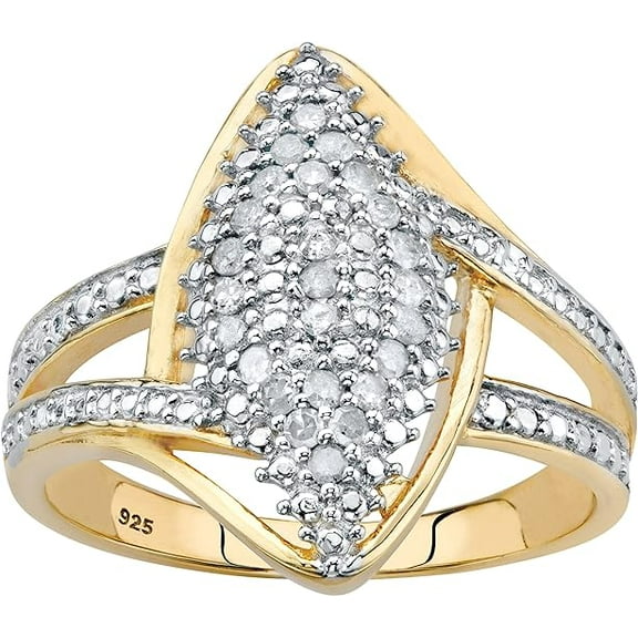 beryl_creation Women's 1.20 Ct Round Cut White Diamond Cluster Wedding Engagement Ring 14K Yellow Gold Plated 925 Sterling Silver -7.5