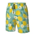 thumbnail image 6 of Uemuo Lemons Chamomile Flowers And Leaves Pattern Men's Swim Trunks Hawaiian Beach Bathing Suit Swimsuits Beach Quick-Dry Shorts with Pockets-Medium, 6 of 9