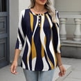 thumbnail image 5 of Women's Casual 3/4 Sleeve Printed Round Neck Loose Fit T-Shirt Top for Everyday Wear, 5 of 7