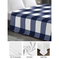 thumbnail image 6 of Navy Blue Check Twim Size Flat Sheet, Wrinkleproof & Fadeproof Cooling Flat Bed Sheet Only, Farmhouse Buffalo Plaid Blue Breathable Soft Bedding Top Sheets 66 x 96 Inches, 6 of 8