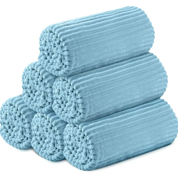 6 Pcs Flannel Throw Blanket Bulk 50 x 60 in Sleepover Blankets Outdoor Wedding Throw Lightweight, Oeko-TEX Standard 100 Certified for Sofa Donation Homeless Gifts (Teal)