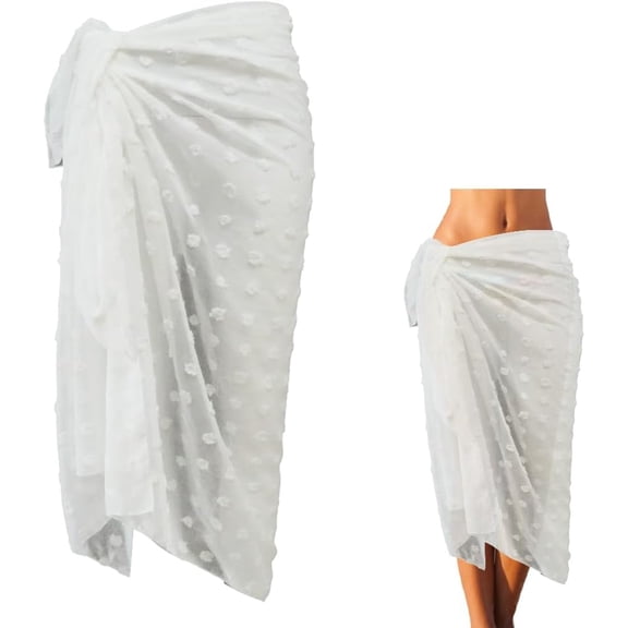 Long White Sarong Beach Cover Up Swimsuit Sheer Mesh Scarf Wraps Coverup Summer Bikini Sexy Rectangle Polyester Bathing Suit Wrap Dress Bottom Coverups Shawls