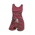 thumbnail image 4 of BUIGTTKLOP Women's Striped Sleeveless Pajama Set Drawstring Shorts 2 Piece Loungewear Sleepwear Homewear, 4 of 6