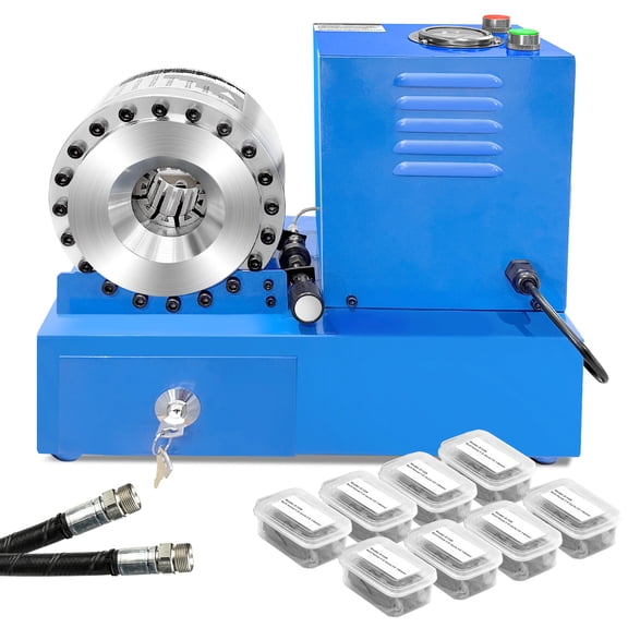 Hydraulic Hose Crimper with 8 Sets of Dies - High Pressure Handheld Crimping Tool for 1/4" to 1" Hose (6mm-28mm), 1000KN Force, Magnetic Mold, 1L Oil Tank