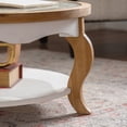 thumbnail image 6 of Round Wood Coffee Table with Glass Top, Solid Wooden Center Table with Curved Legs and Removable Tempered Glass for Living Room, Small Space Friendly, 6 of 7