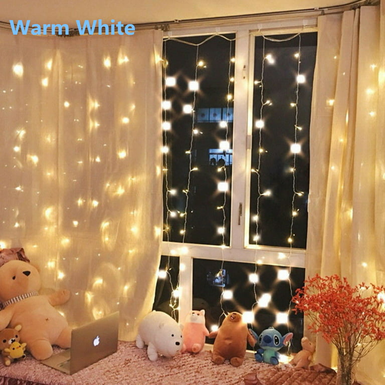10ft x 10ft 300 LED Window Curtain Lights with Remote Control, 8 ...