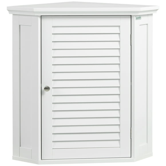 kleankin Bathroom Corner Wall Cabinet Medicine Cabinet with Shelf, White