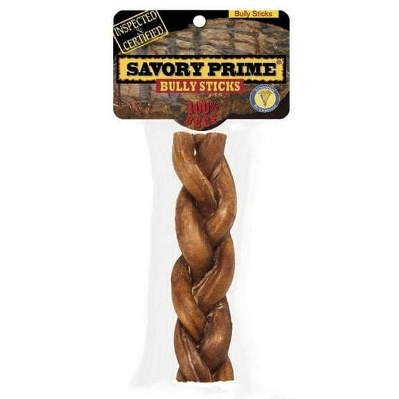 Savory Prime  American Braided Bully Stick Dog Bone- 6 in.
