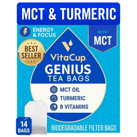 VitaCup Infused Tea Genius Blend with MCT Oil, Cinnamon, & Turmeric 14 ct