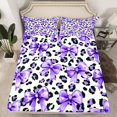 thumbnail image 2 of Feelyou Vintage Bowknot Bow Bed Sheets, Fashion Leopard Print King Sheets, 4 Pieces, 2 of 7
