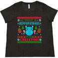 thumbnail image 3 of Inktastic I Want a Hippopotamus for Christmas Pixelated Ugly Sweater Women's Plus Size T-Shirt, 3 of 5