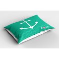 thumbnail image 2 of Ambesonne Nautical Pillow Sham 2 Pack, Anchor Heart Shapes, 26"x20", Green Pink White, 2 of 3