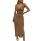 thumbnail image 2 of Puntoco Vestidos Mujer Verano Sexy Moda Mujer Sin Mangas Sólido Cuello En V Señoras Camies Chaleco Vestido Largo, 2 of 6