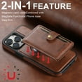 thumbnail image 4 of Wallet Case for iPhone 14 Plus, Compatible with MagSafe Magnetic Detachable Premium PU Leather Flip Case with Card Slots Holder Kickstand Wireless Charging for iPhone 14 Plus, Brown, 4 of 9